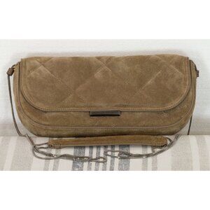 $2795 BRUNELLO CUCINELLI LIGHT BROWN SUEDE SHOULDER/CROSSBODY BAG